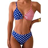 Tainehs Women's Two Piece Bikini Sets O Ring Front Top Ditsy Floral Triangle Swimsuits Cheeky Bathing Suit