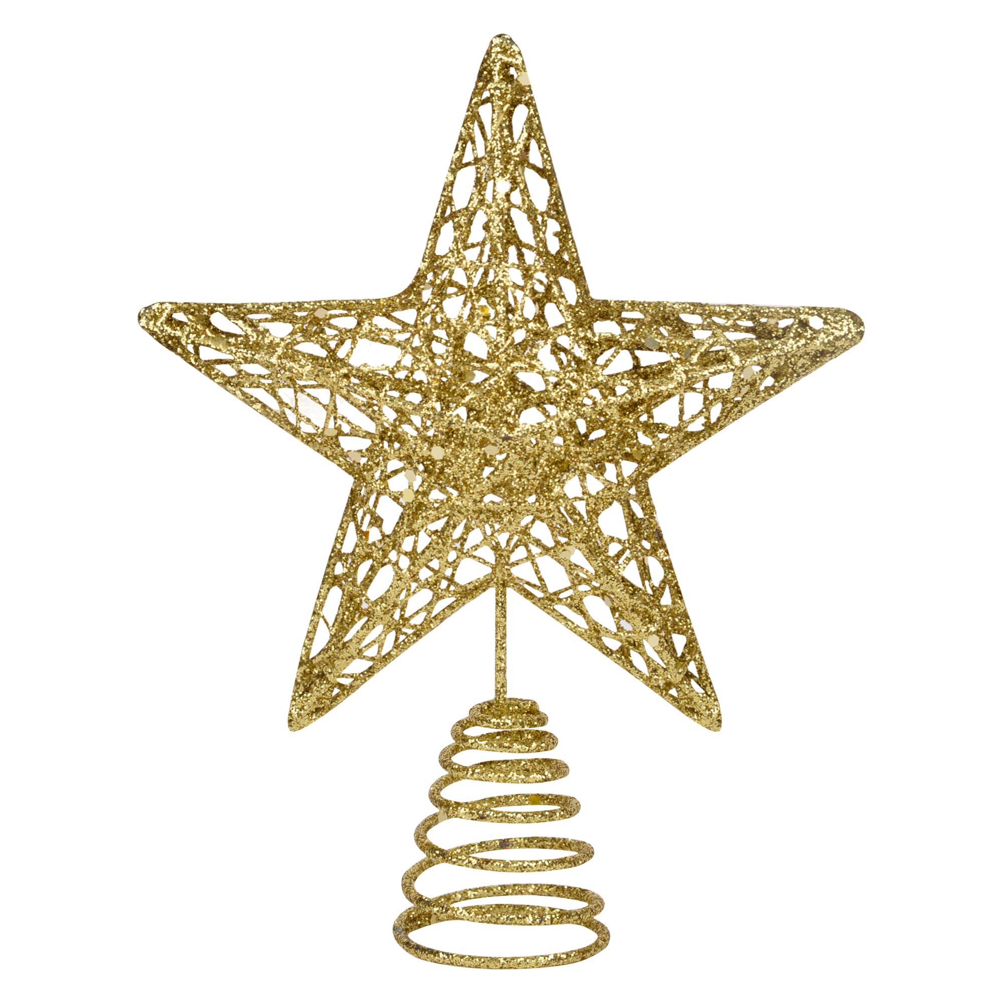KEYIDO Christmas Star Topper Gold Metal Stars 20cm for Xmas Tree Decorations Lightweight Glitter