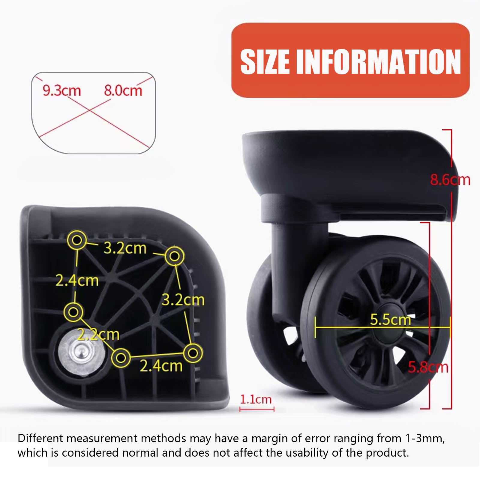 Replacement Luggage Wheel Repair Suitcase Bag Parts Spinner Wheels Casters (W311-a Pair)