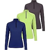 Real Essentials 3 Pack: Womens Dry-Fit Long Sleeve Quarter Zip & Full Zip Up Hoodie Workout Jacket (Available in Plus)