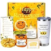 Zeokiar Easter Retirement Gift for Woman, Cool Retirement Gifts Basket for Women Boss Lady Coworker Teacher Nurses Friends Mom Grandma Retirees, Retired Gift with Tumbler Crochet Sunflower