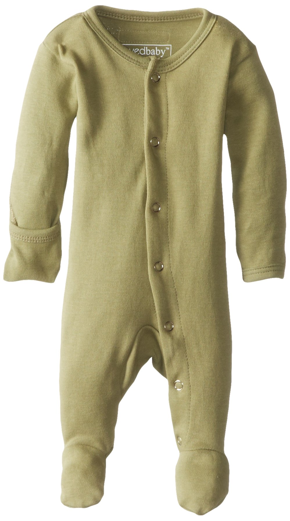 L’ovedbaby Baby Girls Organic Snap One-Piece Footies, Sage, 6-9 Months US