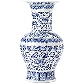 GaLouRo Blue and White Vase, Blue Vase, Chinoiserie Vase, Blue and White Ginger Jar Vase for Home Decor, Blue and White Porcelain Decor,10 "H