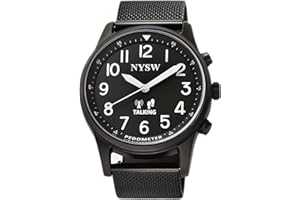 NYSW English Atomic Jumbo Size Pedometer (43mm /1.75in) Metal Talking Watch with Loud Alarm Clock for Visually impaired, Elde