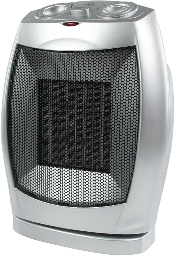 HQ Ceramic Brushed Aluminium Fan Heater with Temperature Control, 1500
