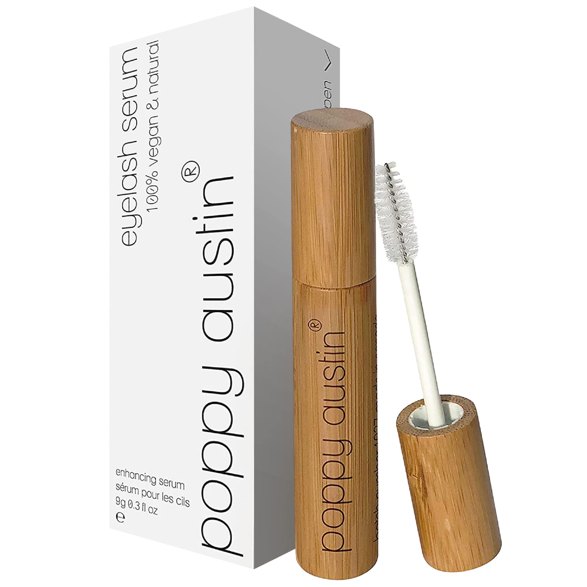 Poppy Austin 9g Eye Lash Serum - Premium Eyelash Growth Serum with Argan Oil, Castor Oil, Caffeine, Vitamin E, Aloe Vera - Vegan, Cruelty-Free Eyelash Serum, Growth Enhancer for Lashes, Brows