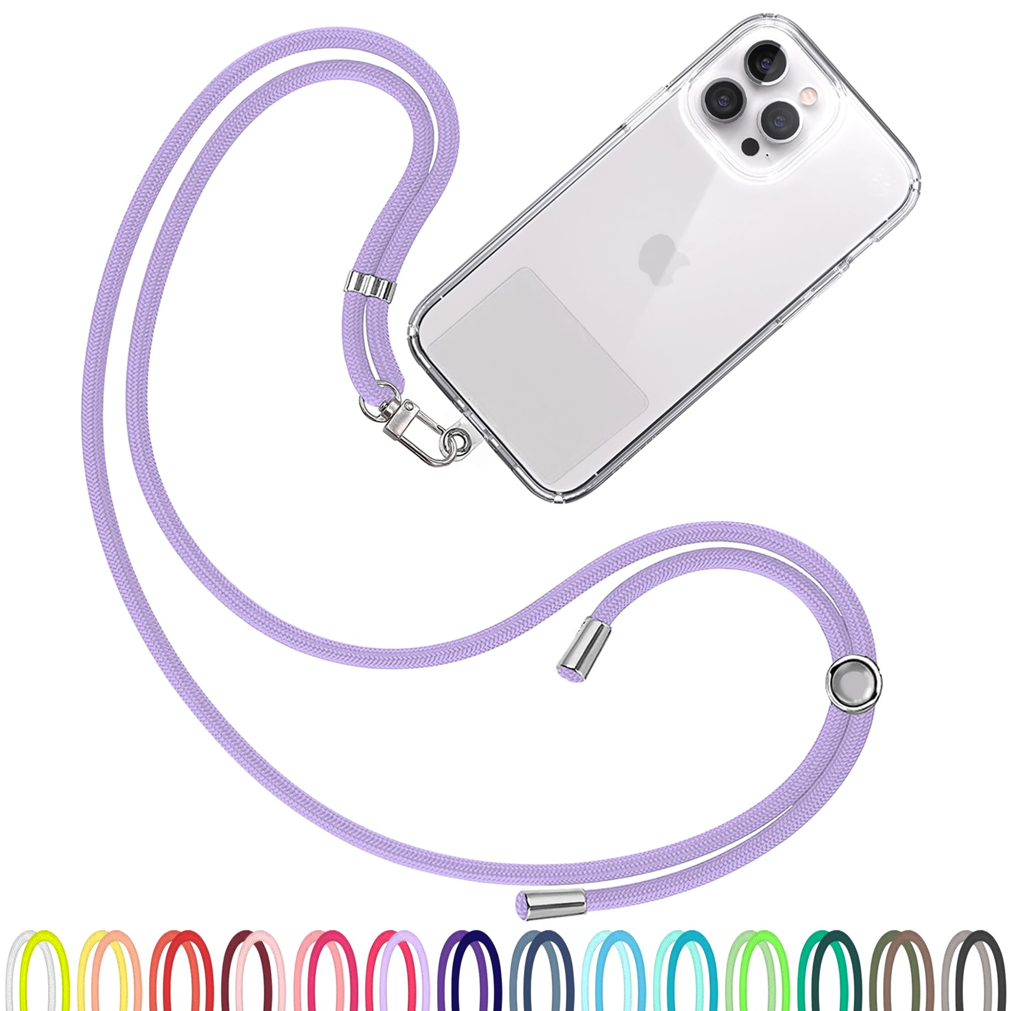 TBOC Cell Phone Lanyard [Lilac] - Comfortable Universal Smartphone Lanyard - Easy to Use Neck Phone Holder [Clear Patch] - Adjustable Length Phone Strap Crossbody - Fits All Mobile Phones