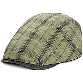 IDASHPO Adjustable Plaid Newsboy Flat Cap - Ivy Gatsby Cabbie Driving & Golf Hat, Beret Style for Men Women