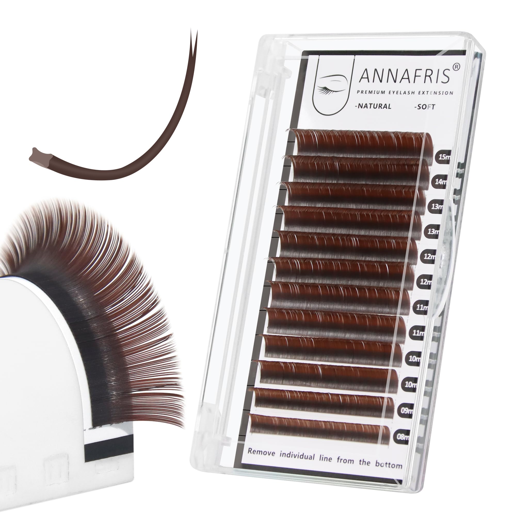 ANNAFRIS Eyelashes Extension Ellipse Flat 0.15 D 8-15mm Mix Natural Lash Colorful Lash Extension Individual Split Tips Lash(0.15D,8-15mm,Reddish Brown) — image 1