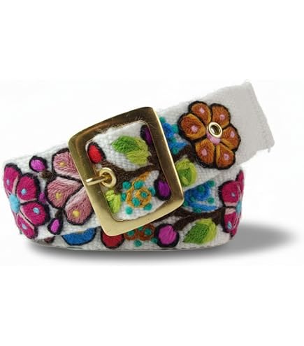 Tey-Art Flora Hand Embroidered Fair Trade Wool Belt (S  display picture 3