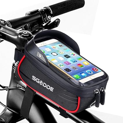 sgodde fahrrad rahmentasche wasserdicht farhrradlenkertasche handyhalterung handytasche oberrohrtasche mit sonnenblende kopfhorerloch reflektierend tpu touchscreen fur smartphone unter 6 5 zoll amazon de sport freizeit