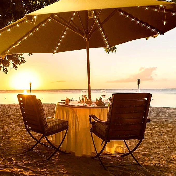 Patio Lawn Garden Umbrella Lights Solar Patio Umbrella Lights Cordless Parasol String Lights With Clip Umbrella Pole Light Solar Powered Waterproof For 7 10foot Umbrella Outdoor Lighting Beach Deck Garden Party Decoration