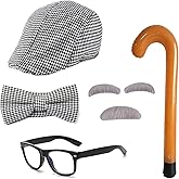 Tangrove Old Man Costume 1920s Accessories – 100 Days of School Set – Grandpa Halloween Dress Up