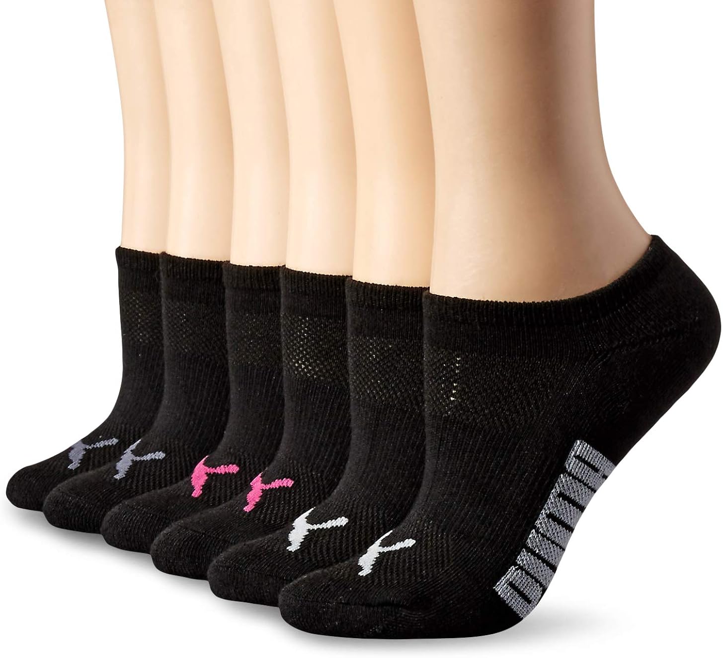 PUMA Women's 6 Pack Invisible No Show Socks, dark purple, 9
