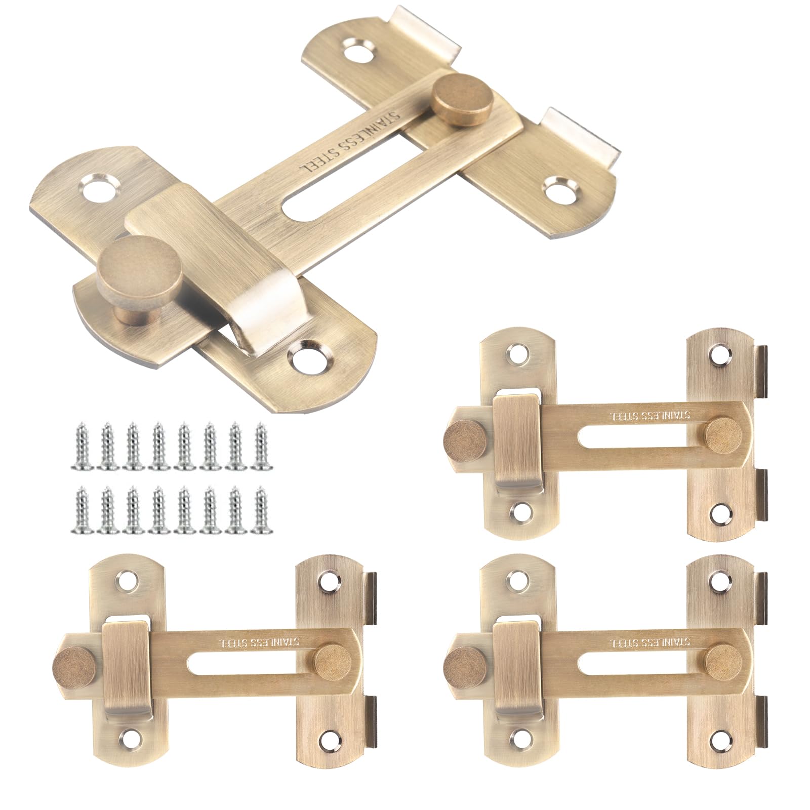 CBRIGHT 4 Packs Barn Door Latches, Stainless Steel barn gate flip Door Latch Bi-fold Door Lock,Sliding Door Lock Wine Cabinet Closet Door Latches (Bronze)