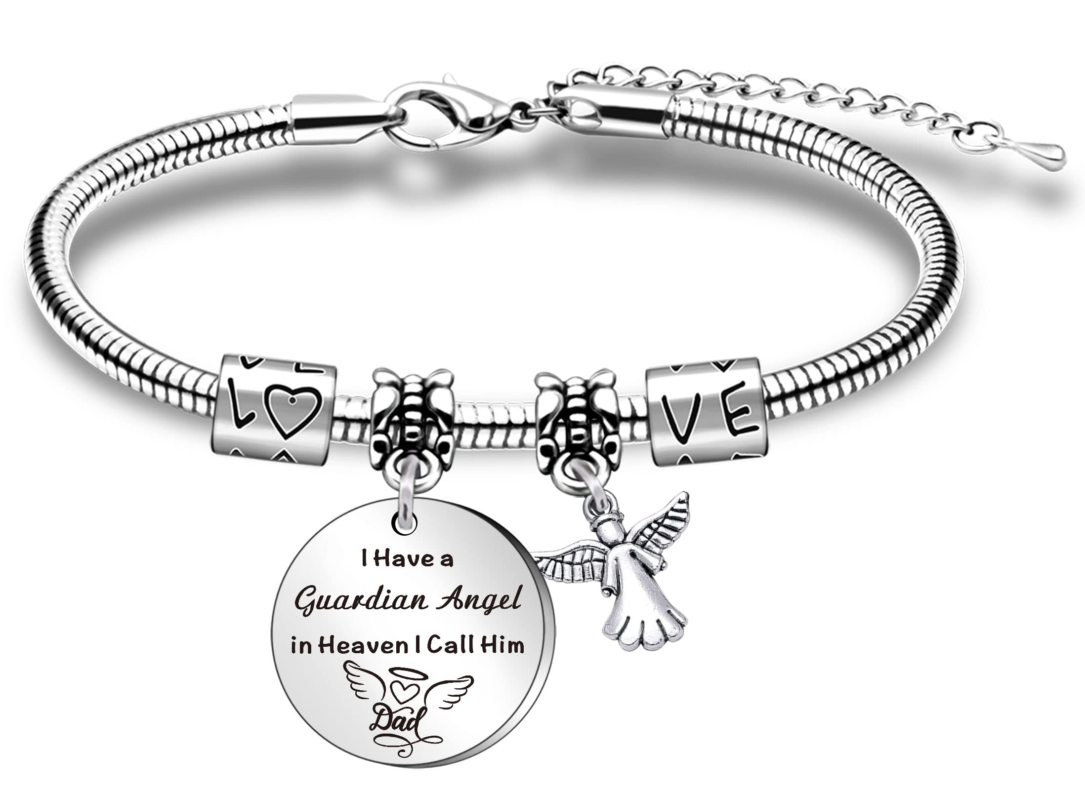 WTOPP Dad Memorial Bracelet - Guardian Angel in Heaven Dad Loss Gift
