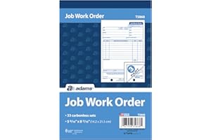 Adams Job Work Order Book, 3-Part Carbonless, White/Canary/White, 5-9/16 x 8-7/16 Inches, 33 Sets (T5868)