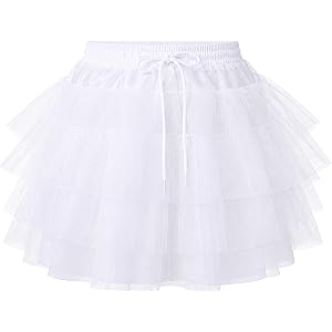 Yykazqe Girls Tulle Petticoat Underskirt, 3 Layers Tulle Crinoline White | Elastic Waist Hoopless Petticoat for Party, Weddin