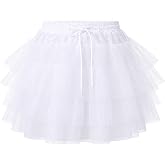 Yykazqe Girls Tulle Petticoat Underskirt, 3 Layers Tulle Crinoline White | Elastic Waist Hoopless Petticoat for Party, Wedding, Pageant &amp; Dress Up