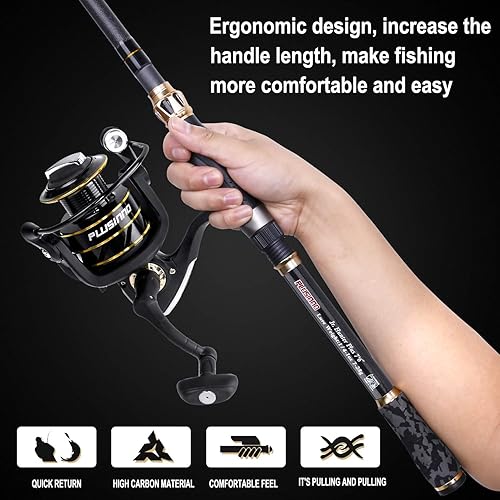 PLUSINNO Fishing Rod and Reel Combo,Fishing Pole,Telescopic