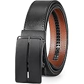 JASGOOD Mens Belt Leather Ratchet Belt For Men Automatic Ratchet Buckle 1 3/8" Slide Belt for Dress Pant