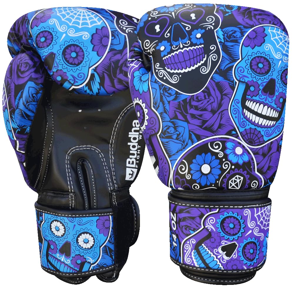 Buddha Fight Wear BUDDHA FIGHT WEAR Fantasy Luzbel Boxing Gloves, Muay Thai, Kick Boxing, Synthetic Leather, Odor-Inhibiting Inner Fabric, Reinforced Seam, Various Designs (Purple, 40 g)