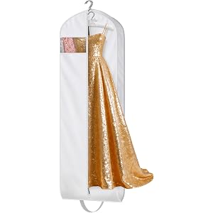 MISSLO 72" Wedding Dress Garment Bag Foldable Bridal Dress Bags for Gowns Long Garment Bags for Travel for Women Waterproof H