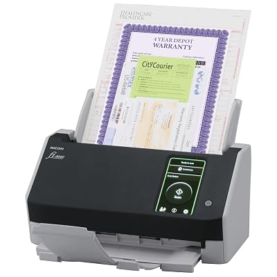 RICOH fi-8040 Premium Fast Front Office & Desktop Document, Receipt, ID Card Scanner with 50 Page Auto Feeder and PC-Less DirectScan Network Scanning Capability with 4-Year Advance Exchange Warranty