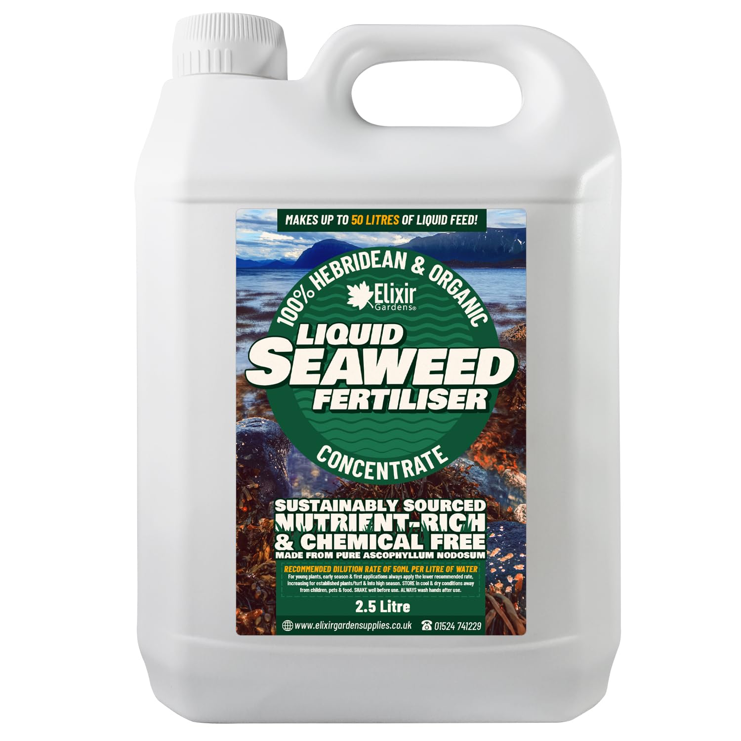 Elixir Gardens Organic Hebridean Liquid Seaweed Fertiliser - 2.5 Litre Bottle