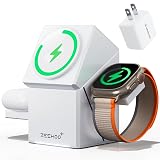ZEEHOO 3 in 1 Charging Station, for iPhone Charging Station, for Apple MagSafe Charger, Qi2 Certified, 15W Fast Wireless Charger, for Apple Watch, for iPhone 17,16,15,14,13,12 Series, AirPods (White)
