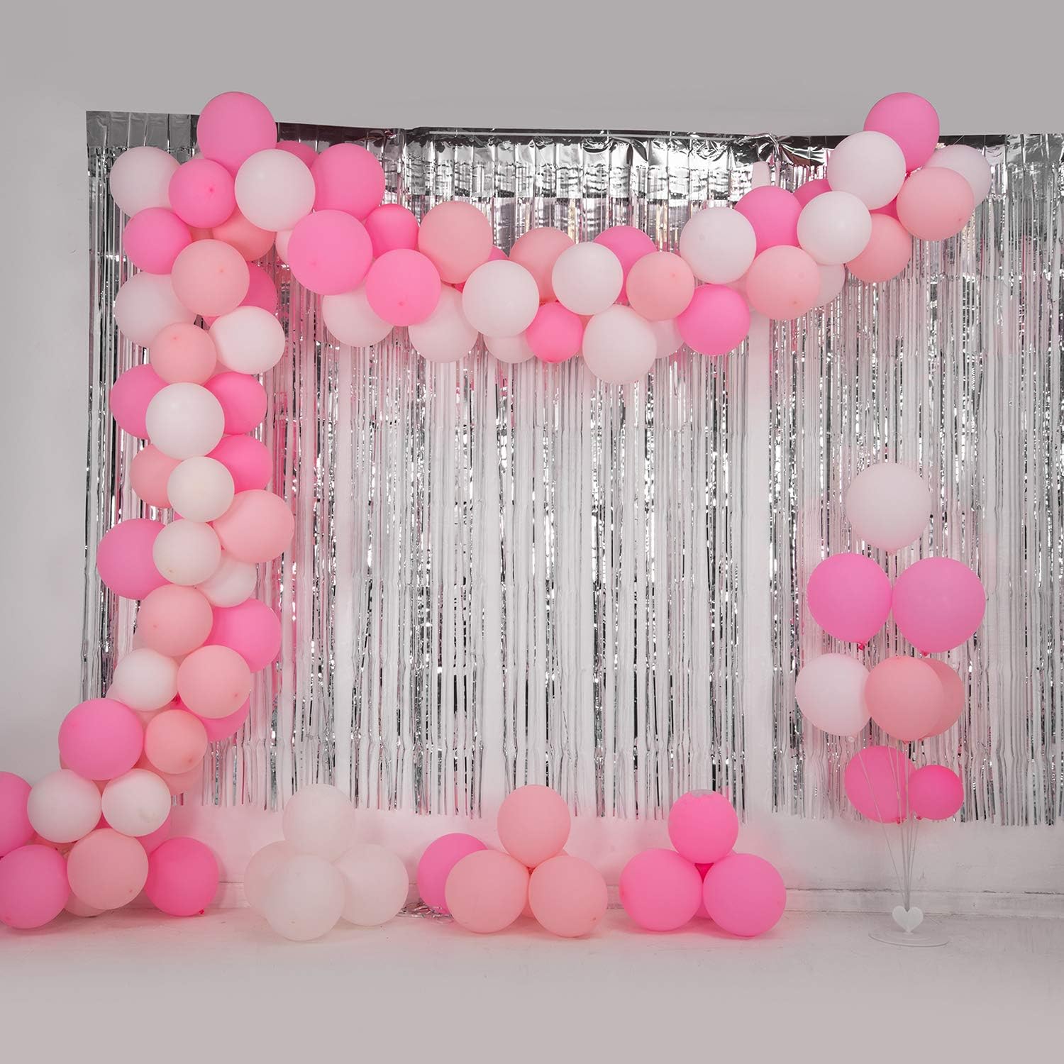Kwayi Balloon Garland Kit, 16Ft Balloon Arch Kit Pink Theme 100pcs Pink & White Assorted Balloons For Girl Baby Shower Birthday Party Wedding Decoration Centerpiece Backdrop Background