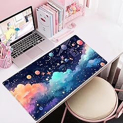 Kawaii Pastel Cosmos Desk Mat Cute Aesthetic Galaxy