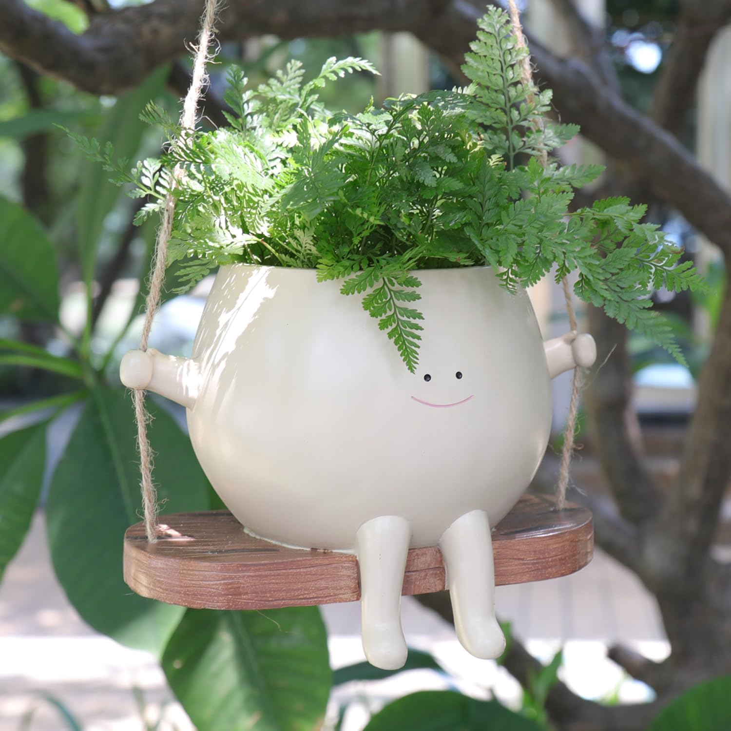 Umikk Large Hanging Flower Pots with Swing Face, Unique Face Design