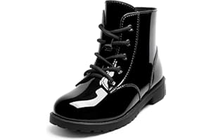 CCVON Girls Ankle Boots Lace Up Side Zipper Combat Shoes for Toddler/Little Kid/Big Kid