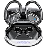 HAOYUYAN Wireless Earbuds Bluetooth 5.3 Headphones with 80H Playback, IPX7 Waterproof Over Ear Buds with LED Power Display for Sports Running Workouts