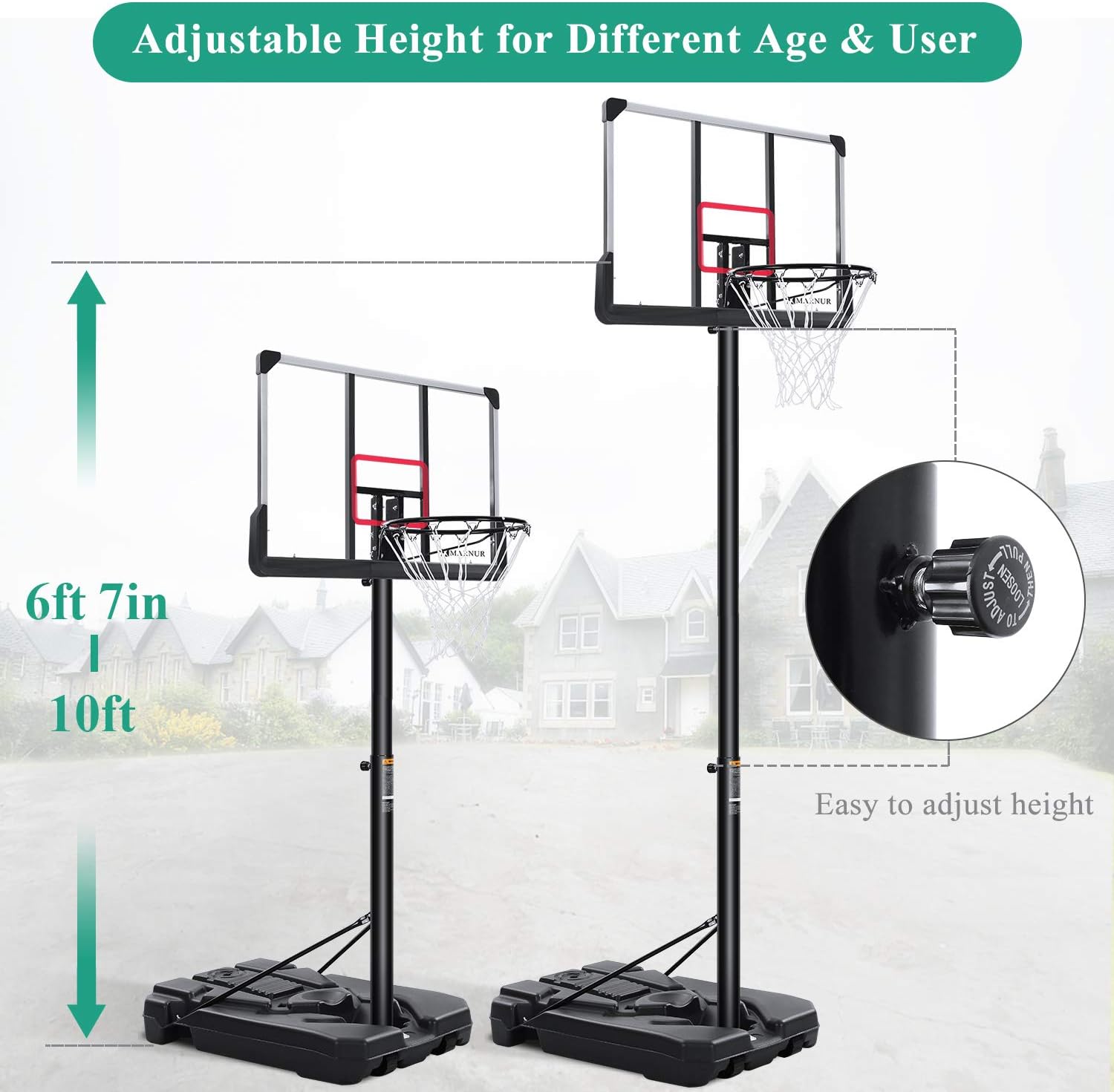 Marnur portable basketball hoop Clearance