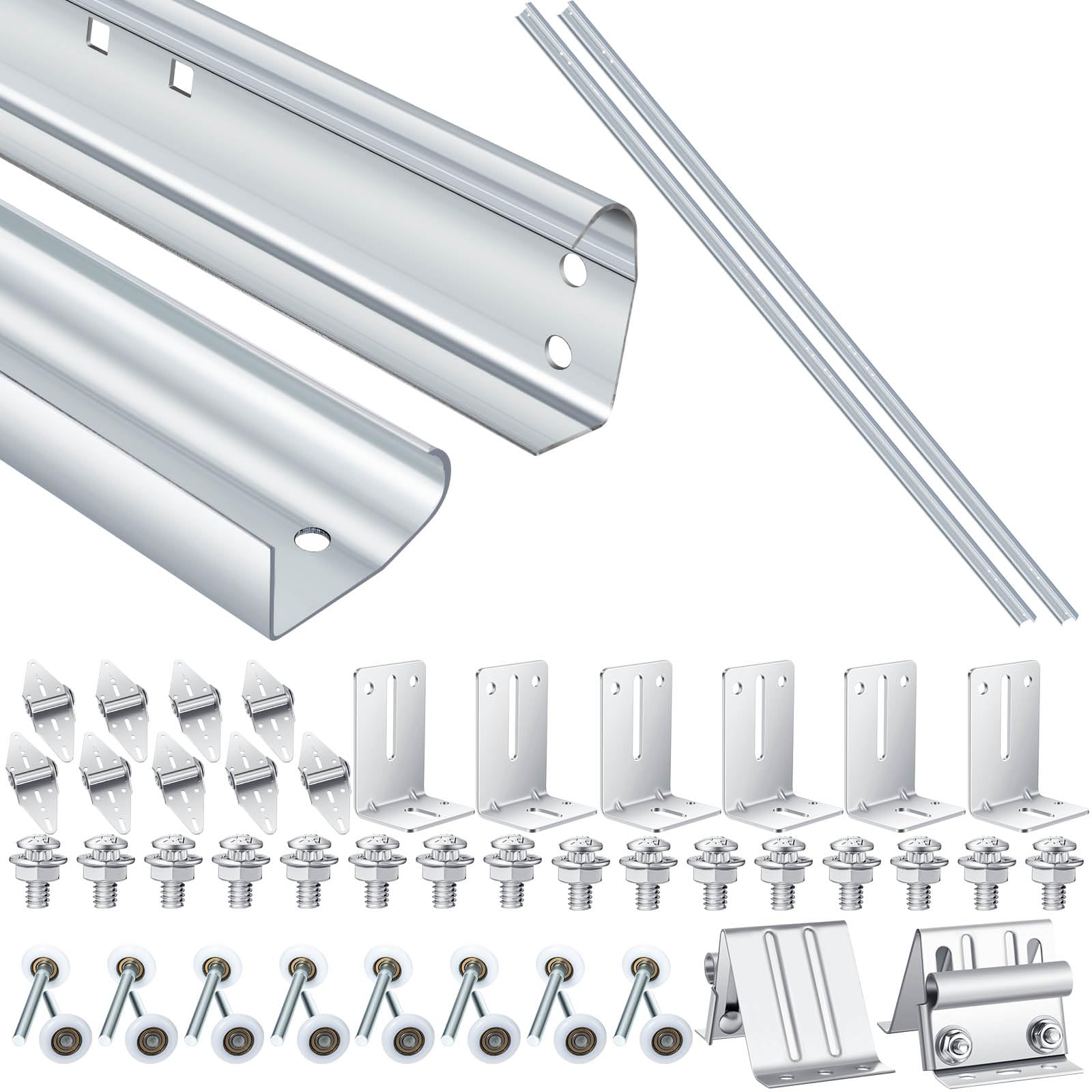 Photo 1 of ***JUST FRAME MISISSING SCREWS PARTIAL SET**FINAL SALE***Tandefio 45 Pcs Garage Door Replacement Parts Garage Door Vertical Track Replacement Rail Doorpost Brackets and Screw and Nut Fittings/ Rollers /Hinges/Top Brackets for 7 ft Tall Garage Door Parts