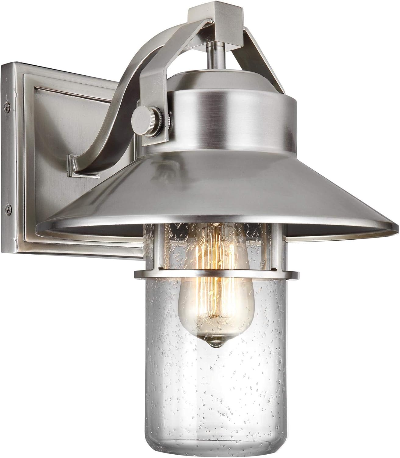 Feiss OL13901PBS Boynton StoneStrong Marine Grade Outdoor Patio Lighting Wall Lantern, Satin Nickel, 1-Light (11