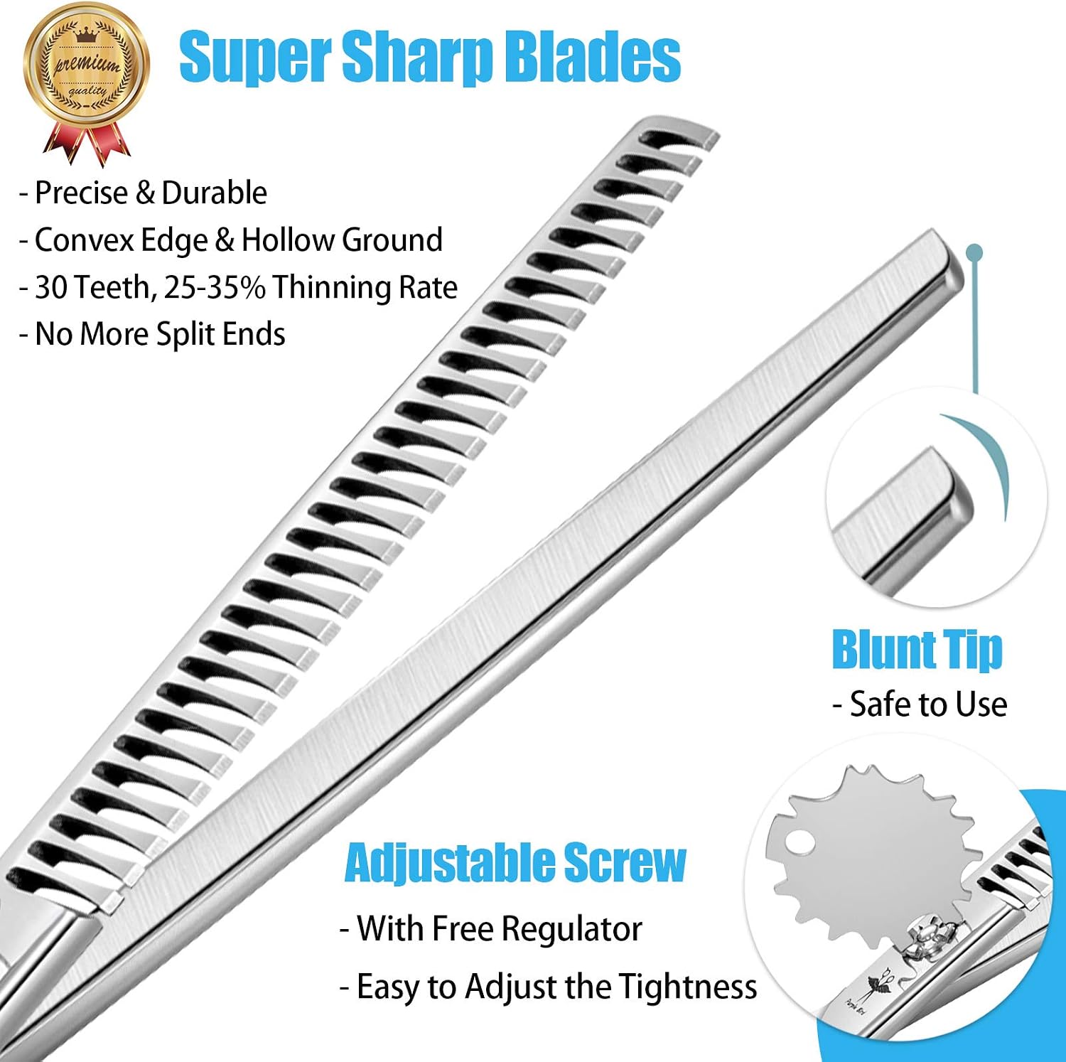 PURPLEBIRD 7 Inch Dog Grooming Scissors Straight Dog Thinning Scissors Professional Dog Shears Japanese Stainless Steel Pet Trimming Scissors with Blunt Tips for Dogs Cats Face Paws - Image 3