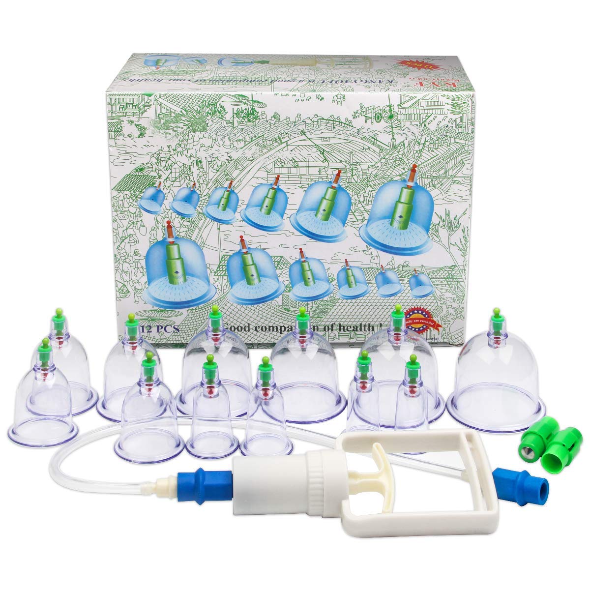 Chinese Cupping Therapy, Sweeethome 12 Pack Professional Cupping Vacuum Cups Kits Cupping