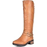 DREAM PAIRS Women's Knee High Boots, Buckle Riding Boots