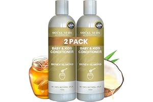 SoCal Suds & Company - Organic Baby & Kids Conditioner - Gentle Natural Vitamin Rich Ingredient Organic Oils for Babies and Kids Sensitive Scalp - 12oz (12 Fl Oz (Pack of 2), Honey Almond)