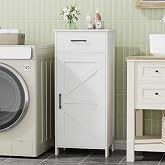Homhedy Bathroom Storage Cabinet with Drawer &amp; Adjustable Shelf | Freestanding Storage Cabinet for Bathroom, Entryway, Living Room &amp; Kitchen, White, 15.7"W