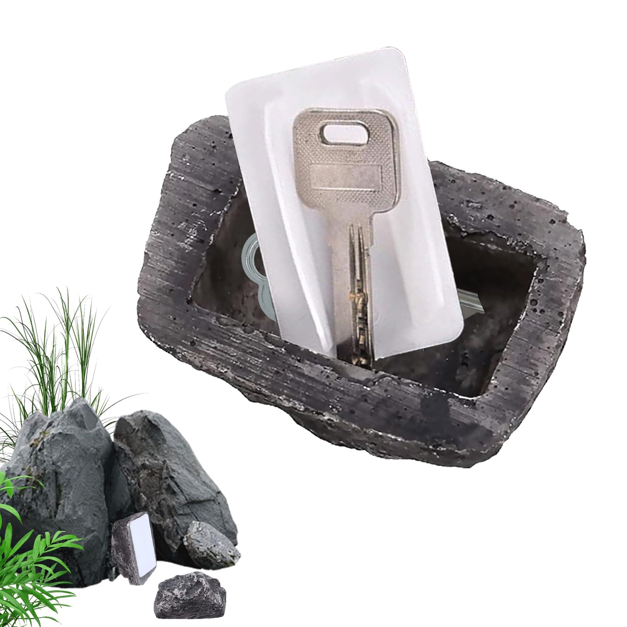 MEKEET Safe Rock 1Pcs Outside Waterproof Key Hider for Garden, Hide-A-Key Fake Stone Holder Safely Storing Your Spare Keys for Outdoor Use, Geocaching, Yard