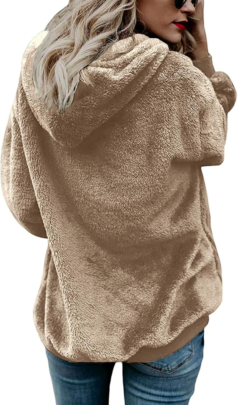 Women Casual Double Fuzzy Sweatshirt Faux Fleece Zip Pullover Hoodies Coat Outwear S-XXL at  Women's Coats Shop