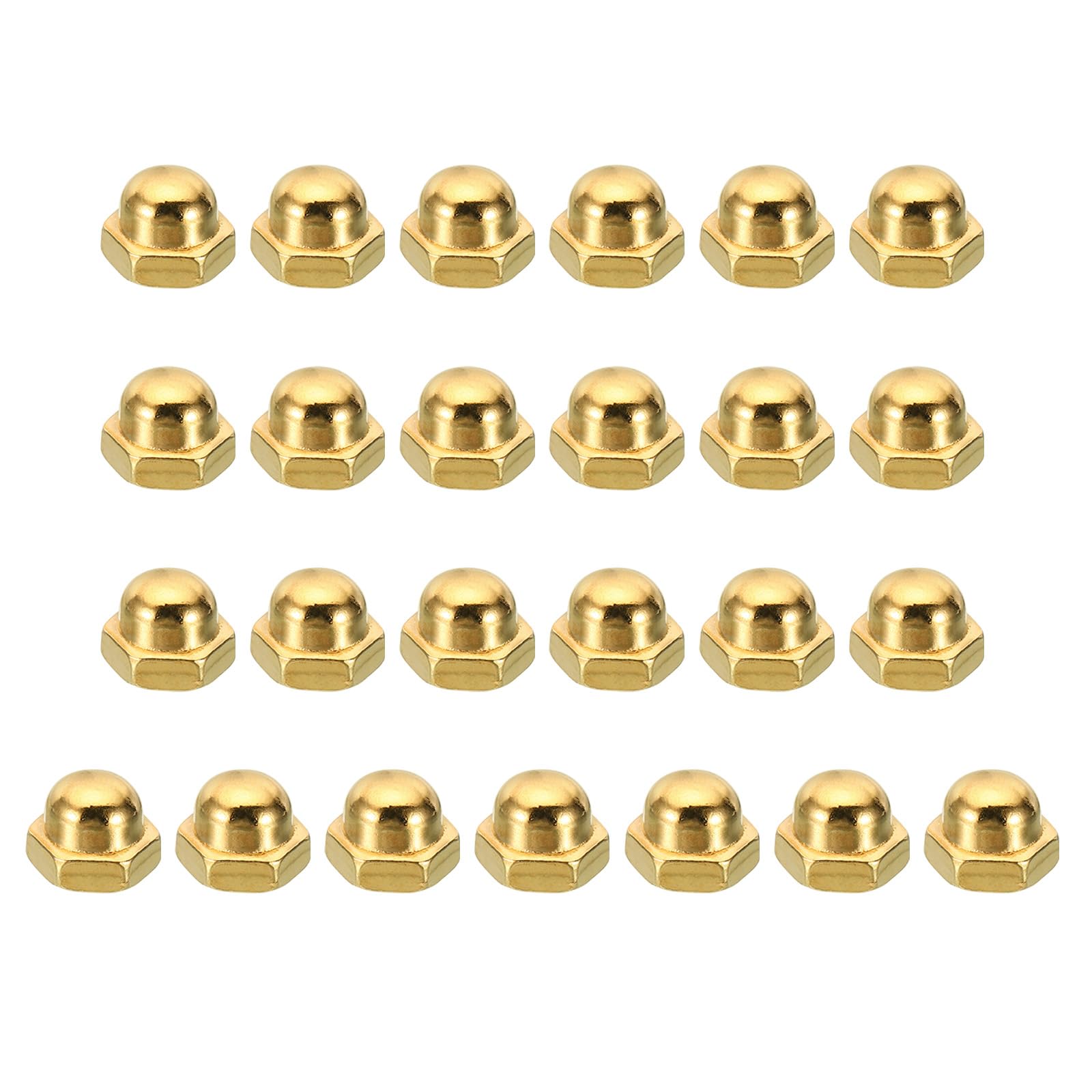 PATIKIL M8x1.25 Acorn Hex Bolt Covers, 25 Pcs Dome Head Carbon Steel Hexagon Decorative Cap Nuts for Home Repair, Industrial Equipment Fasteners, Gold Tone