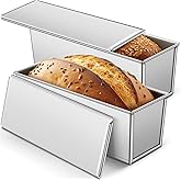 Yiyiring 2 Pack 2 lb 13 x 4 Inch Pullman Loaf Pan with Lid Dough Capacity Bread Loaf Pan with Cover, Nonstick and Quick Release Coating for Home Bakeware Bread Toast Oven Baking(Silver)
