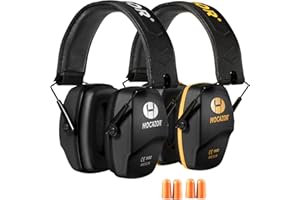 Hocazor HO1006 Shooting Ear Protection NRR 26dB Suit for Shooters Hunting Range Racing Concert Sports Events Airports - Black&Yellow