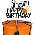 1 Pack Basketball Happy Birthday Cake Topper Glitter NBA Fan Basketball Sports Theme Birthday Cake Pick for Basketball Theme Baby Shower Birthday Party Cake Decorations Supplies