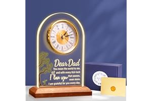 OkiyiD Fahter's Day Gift, Quartz Clock with Quote for Father, Desk Table Clock, Dad Gifts for Birthday, Dad Birthday Gift from Daughter Son, Gifts for Dad from Daughter to My Dad Gifts